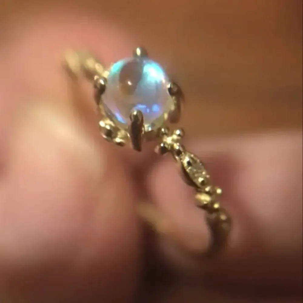 Women's Stunning S925 Golden Sunset Moonstone Color Changing Promise Ring Sz 8